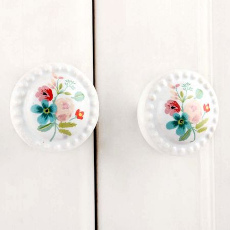 Multicolor White Flower Knob